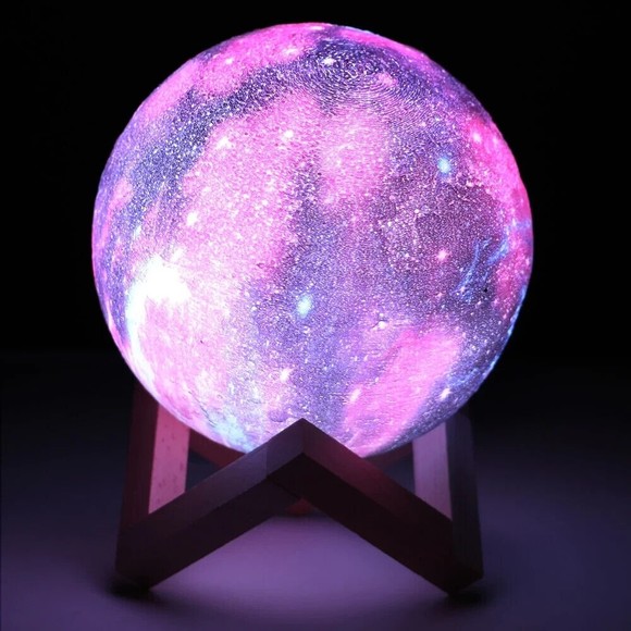 Moon Lamp 3D Printing 16 Colors LED with Stand & Remote/Touch Control and USB - Picture 2 of 3
